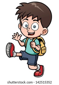 Vector illustration of boy go to school