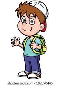 Vector illustration of boy go to school