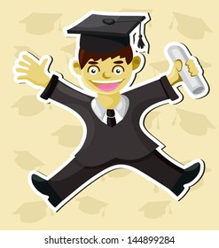 vector illustration of boy in graduation