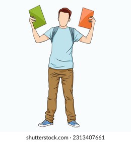 Vektorgrafik eines Jungen, der ein Buch in beiden Händen hält