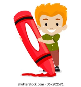 Vector illustration of a Boy holding a Crayon