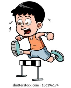 Vector illustration of Boy hurdler