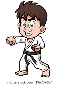 Vector illustration of Boy Karate Player