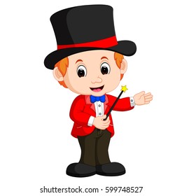 Vector Illustration Boy Magician Cartoon Stock Vector (Royalty Free ...