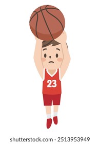 Vector illustration of a boy making a basketball free throw