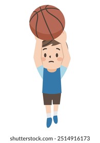 Vector illustration of a boy making a basketball free throw