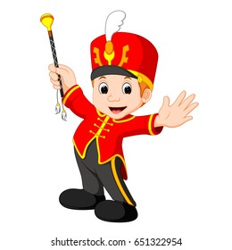 vector illustration of boy marching band