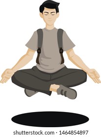 Vector illustration of a boy meditating in yoga pose