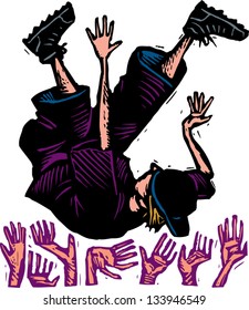 Vector Illustration Of Boy In Mosh Pit