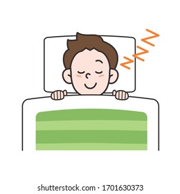 vector illustration of a boy on the bed 