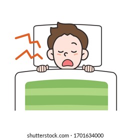 vector illustration of a boy on the bed 