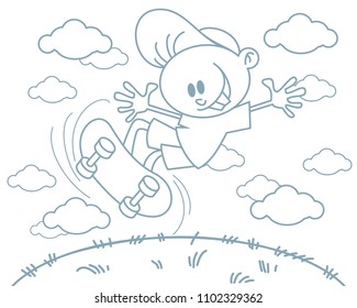 Vector illustration of a boy on a skateboard