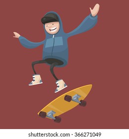 Vector illustration. Boy on  skateboard 