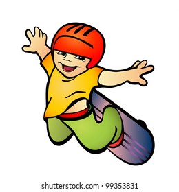 Vector illustration of a boy on skateboard
