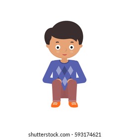 Vector illustration of a boy on white background. Kids and childhood topic.