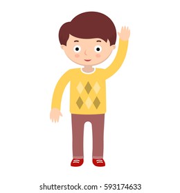 Vector illustration of a boy on white background. Kids and childhood topic.