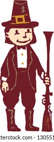 Vector illustration of a boy in pilgrim costume