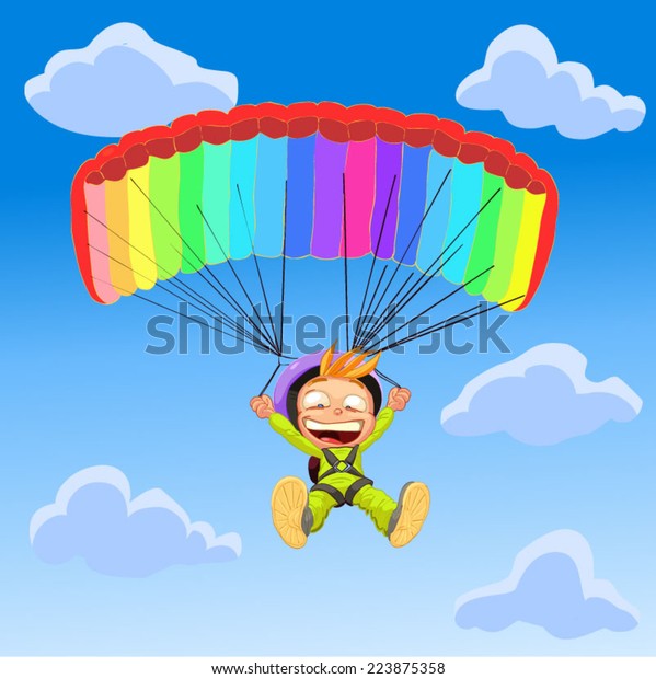 Vector Illustration Boy Plans His Parachute Stock Vector (Royalty Free
