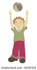 vector illustration of a boy playing with ball