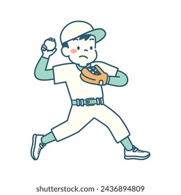 Vector illustration of boy playing baseball
