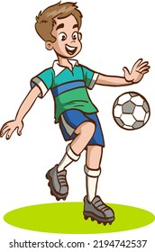 vector illustration of boy playing football