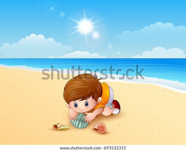 Ð¡Ñ‚Ð¾ÐºÐ¾Ð²Ð°Ñ Ð²ÐµÐºÑ‚Ð¾Ñ€Ð½Ð°Ñ Ð³Ñ€Ð°Ñ„Ð¸ÐºÐ° Â«Vector Illustration Boy Playing Sea ...