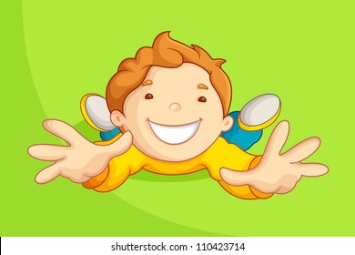 vector illustration of boy playing and sliding