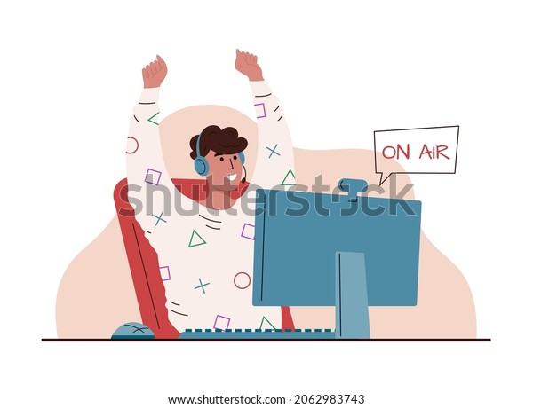 Vector Illustration Boy Playing Video Games Stock Vector (Royalty Free ...