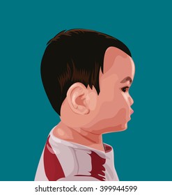 Ilustración vectorial de   retrato de niño