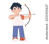 Vector illustration of boy practicing archery sport