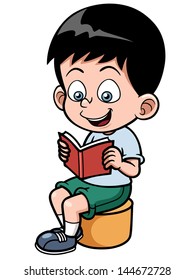 Vector illustration of Boy reading a book