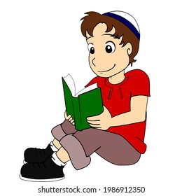 Vector illustration of Boy reading a book
