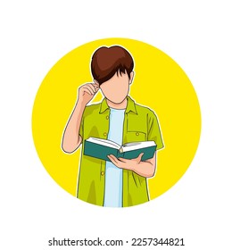 ilustración vectorial de un niño leyendo un libro