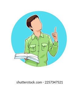ilustración vectorial de un niño leyendo un libro