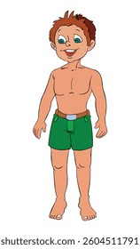 Vector illustration a boy is ready to go swimming