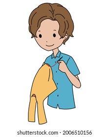 Vector illustration of a boy re-sewn clothes