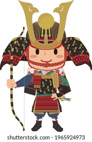 Vector illustration of The boy in the samurai armor #02