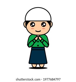 Vector Illustration Of Boy Saying Sorry On Eid Day