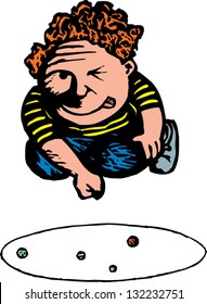 Vector illustration of boy shooting marbles