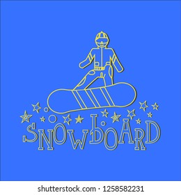 Vector illustration of a boy snowboarding. Winter sport.
