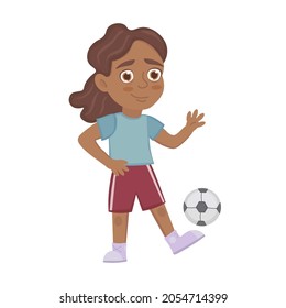 vector illustration boy with soccer ball. children's illustration. happy character