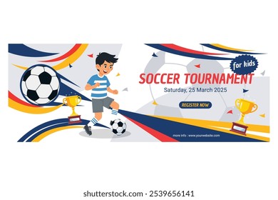 Una Ilustración vectorial de Boy Soccer Tournament Poster Anuncio