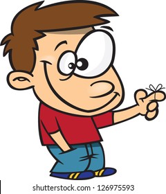 Vector illustration of boy with string tied around his finger as reminder