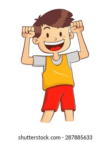 Vector illustration of a boy with strong and healthy body