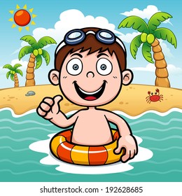 Vector illustration of Boy swimming