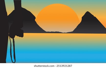 Ilustración vectorial de un niño que toma la foto