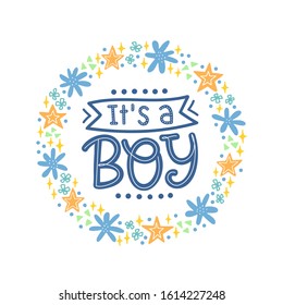 Vector illustration of It's a Boy text