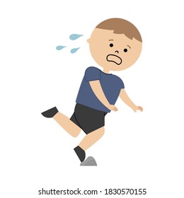 Vector illustration of boy tripped on a stone