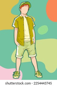 vector illustration of a boy wearing green clothes