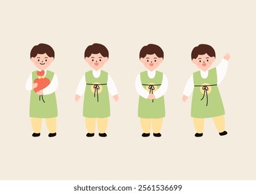 Vector illustration of a boy wearing hanbok